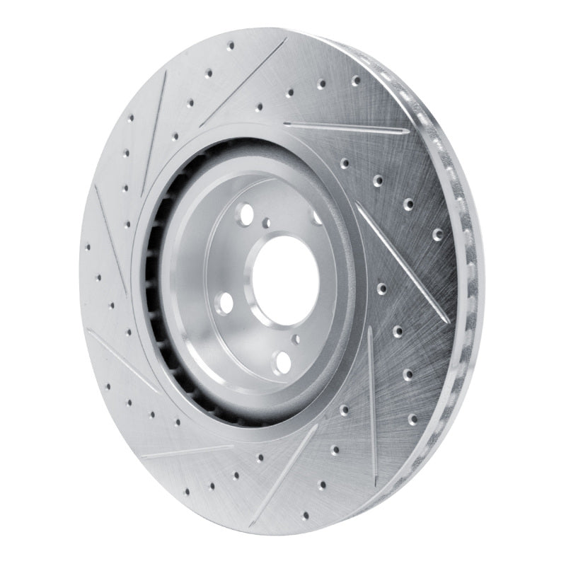 R1 Concepts R1 11-25 Lexus GS450H Right Front Drilled & Slotted Silver Brake Rotor