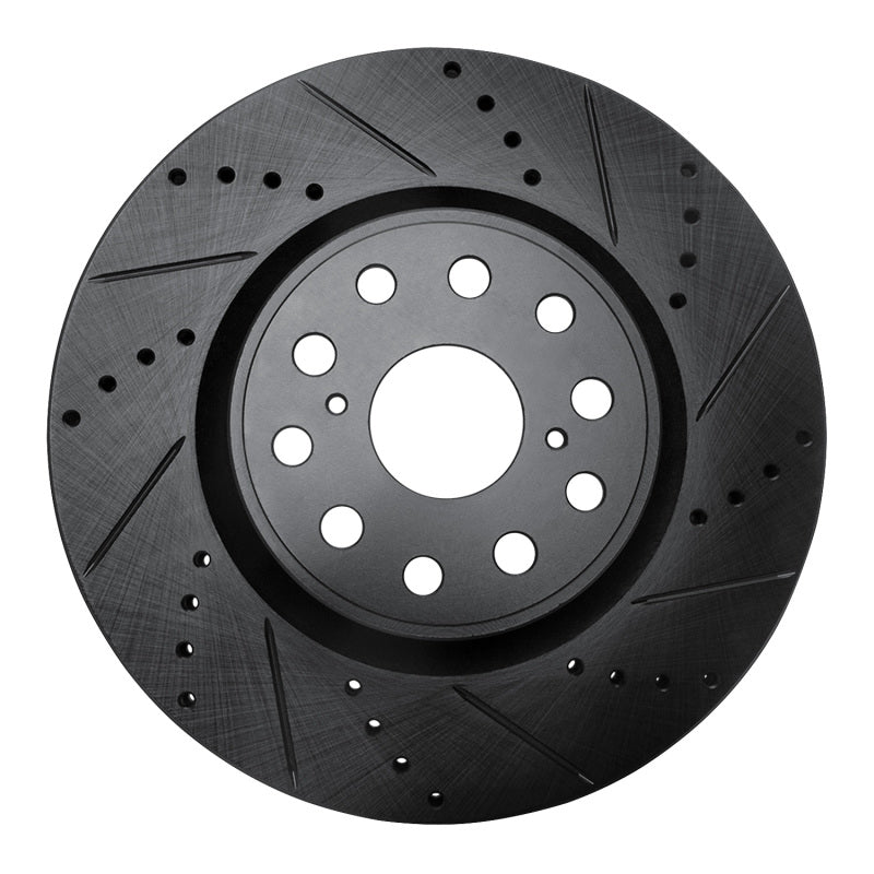 R1 Concepts R1 07-23 Lexus LS460 Front Right Drilled & Slotted Black Brake Rotor