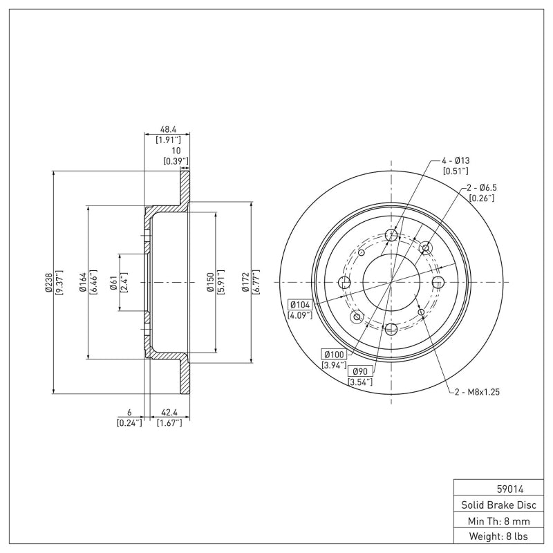 DFC 90-01 Acura Integra Rear Brake Rotor