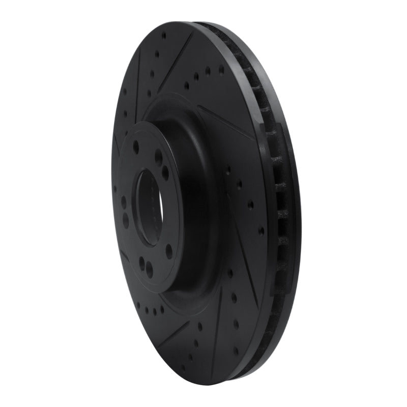 R1 Concepts R1 09-14 Hyundai Genesis Sedan Front Left Drilled & Slotted Black Brake Rotor