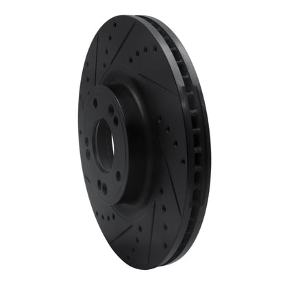 R1 Concepts R1 09-14 Hyundai Genesis Sedan Front Left Drilled & Slotted Black Brake Rotor