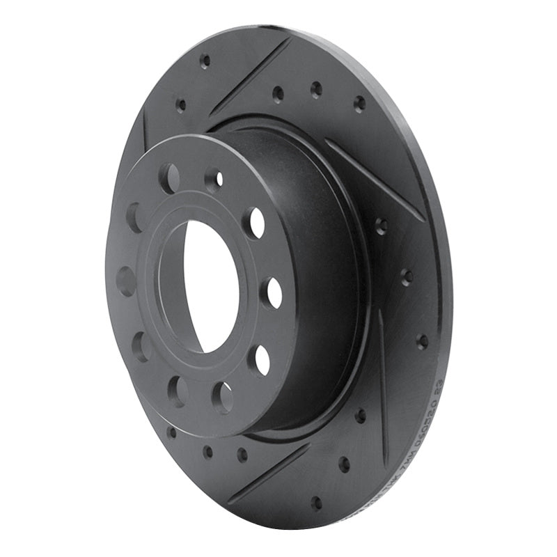 R1 Concepts R1 10-19 Audi A3 Rear Left Drilled & Slotted Black Brake Rotor