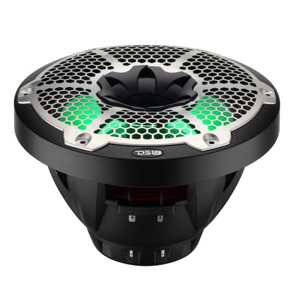 DS18 Hybrid Marine Speaker w/ Driver And RGB LEDs 10in 2-Way 450 Watts RMS 4 ohm Black w/ Cover