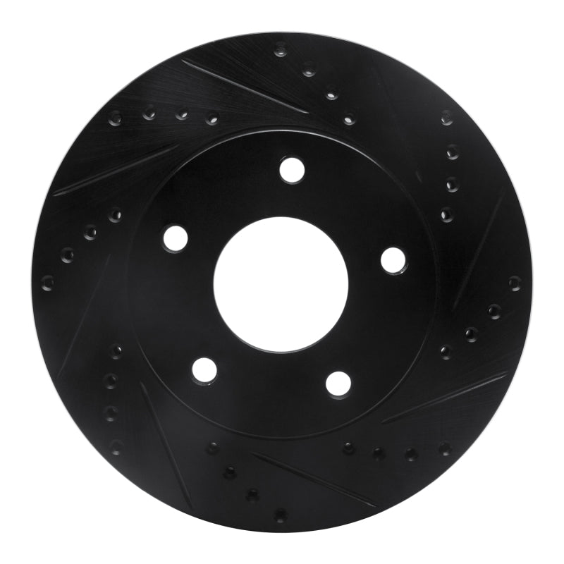 R1 Concepts R1 97-05 Chevrolet S10 Front Right Drilled & Slotted Black Brake Rotor