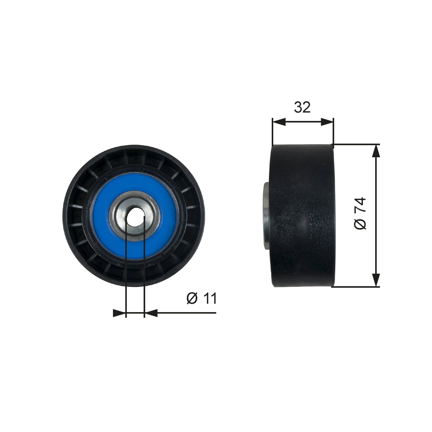 GATES GATT36518 V-Ribbed Belt Deflection/Guide Pulley