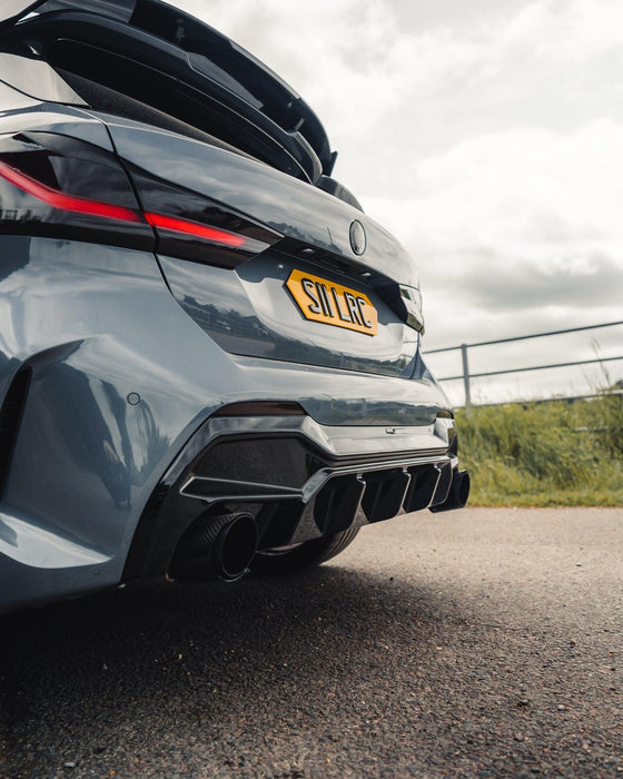 Zaero ZA-F4X-PRE-LCI-DE-DF BMW M135I 128TI 120D 120I DUAL EXIT F40 EVO-1 GLOSS BLACK REAR DIFFUSER