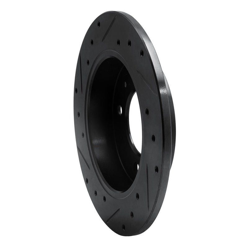 R1 Concepts R1 97-06 Hyundai Tiburon Rear Right Drilled & Slotted Black Brake Rotor