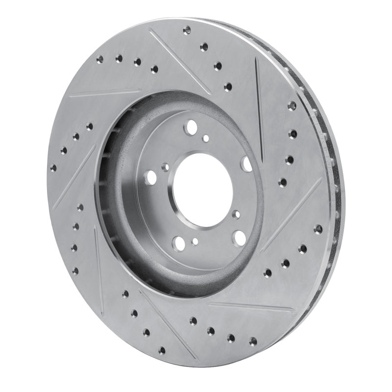 R1 Concepts R1 06-14 Honda Ridgeline Front Left Drilled & Slotted Silver Brake Rotor