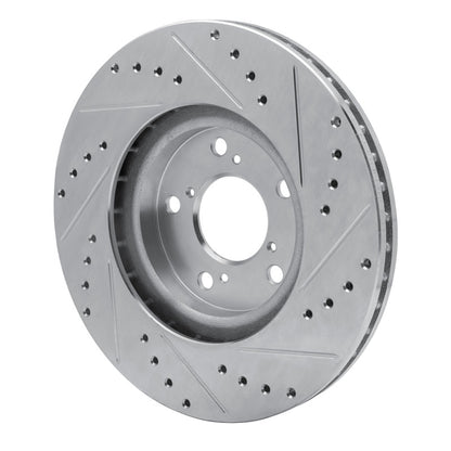 R1 Concepts R1 06-14 Honda Ridgeline Front Left Drilled & Slotted Silver Brake Rotor