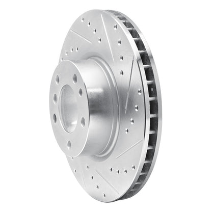 R1 Concepts R1 93-97 BMW 840CI Front Right Drilled & Slotted Silver Brake Rotor