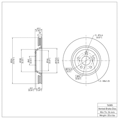 DFC 09-15 Toyota Venza Front Brake Rotor
