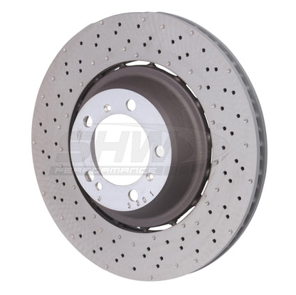 SHW Performance SHW 14-19 Porsche 911 Turbo 3.8L w/o Ceramics Left Rear Drilled-Dimpled LW Brake Rotor (99135240703)