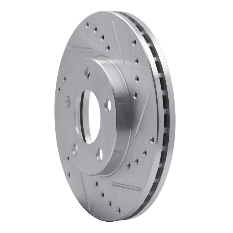R1 Concepts R1 94-04 Ford Mustang Front Right Drilled & Slotted Silver Brake Rotor