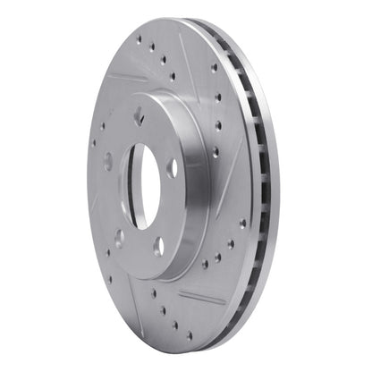 R1 Concepts R1 94-04 Ford Mustang Front Right Drilled & Slotted Silver Brake Rotor