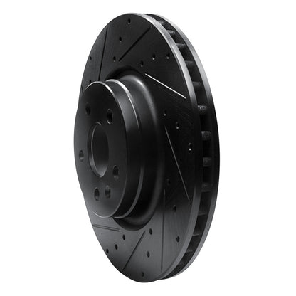 R1 Concepts R1 12-21 Tesla Model S Front Left Drilled & Slotted Black Brake Rotor