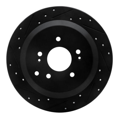 R1 Concepts R1 07-12 Hyundai Veracruz Rear Left Drilled & Slotted Black Brake Rotor