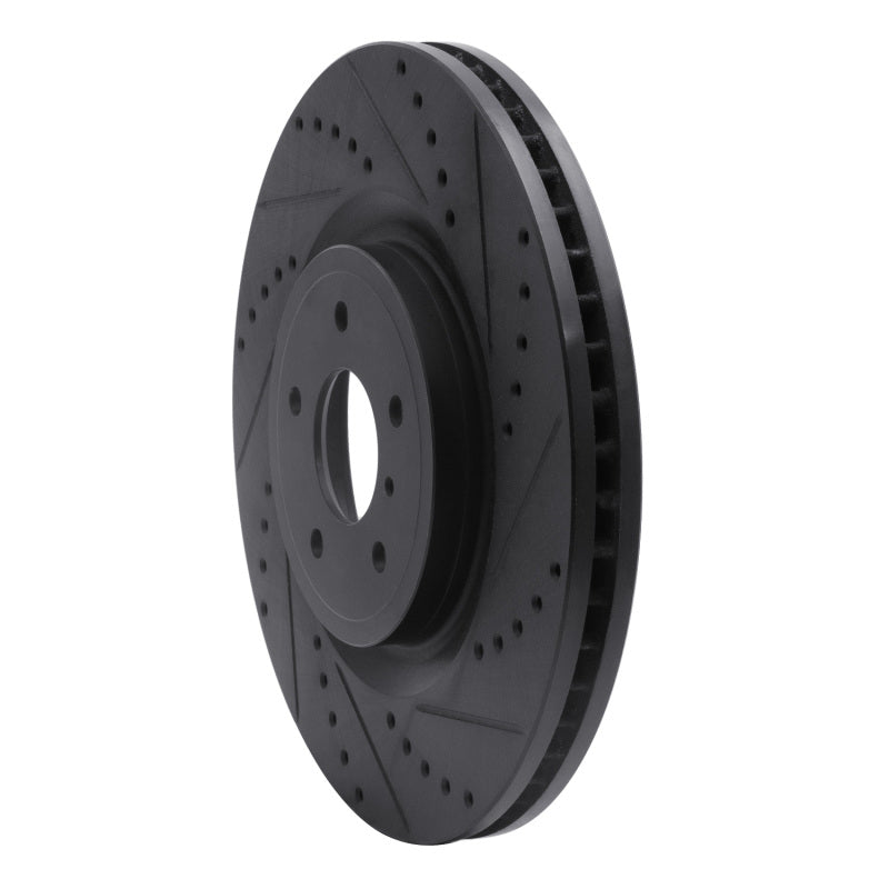 R1 Concepts R1 08-25 Infiniti Q50 Front Right Drilled & Slotted Black Brake Rotor