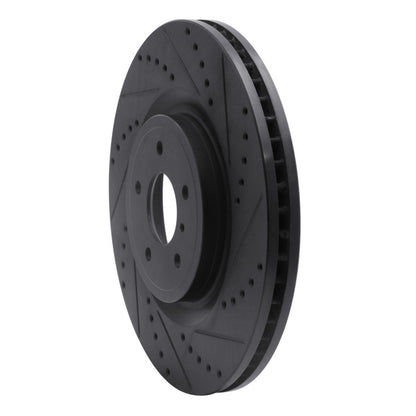 R1 Concepts R1 08-25 Infiniti Q50 Front Right Drilled & Slotted Black Brake Rotor