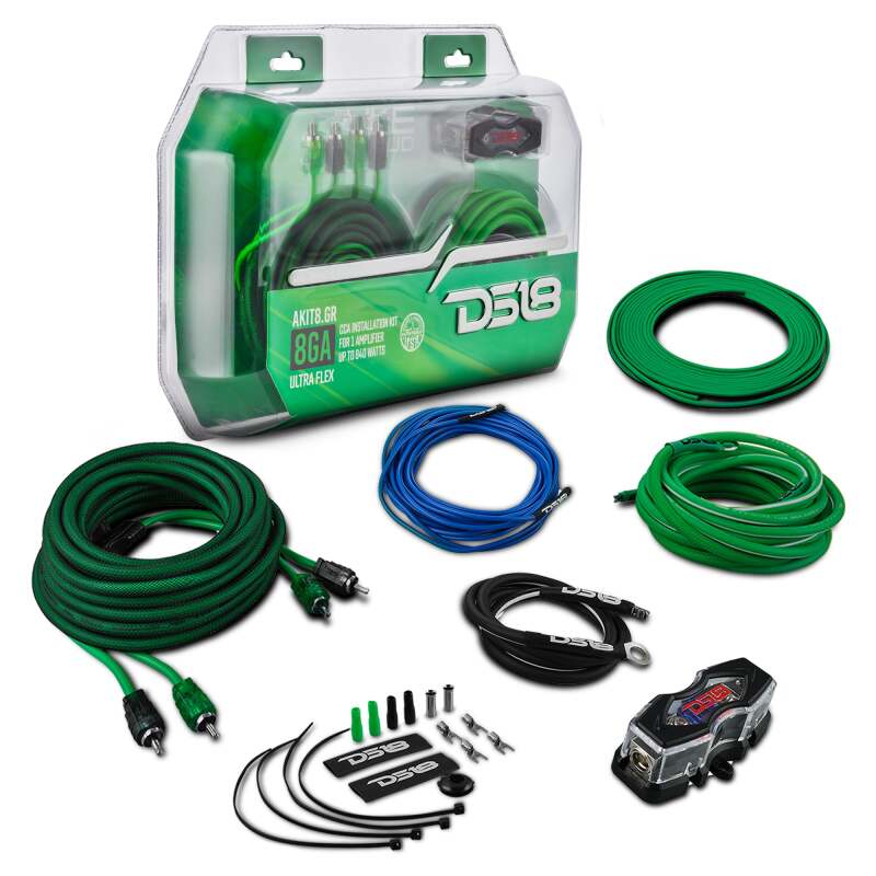 DS18 8-GA Amplifier Install Kit Advance- Green