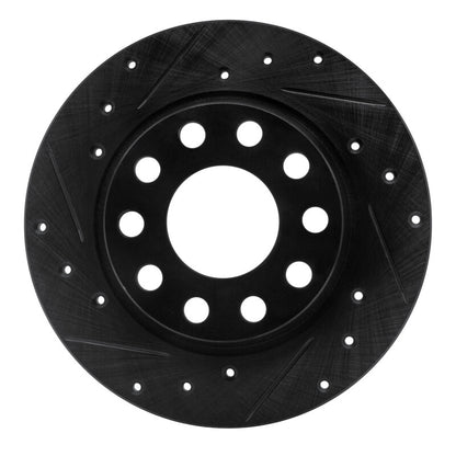 R1 Concepts R1 01-03 Volkswagen EuroVan Front Left Drilled & Slotted Black Brake Rotor