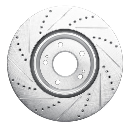 R1 Concepts R1 03-06 Mitsubishi Lancer Front Right Drilled & Slotted Silver Brake Rotor