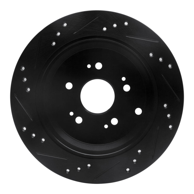 R1 Concepts R1 2005-2018 Acura RDX Rear Right Drilled & Slotted Black Brake Rotor