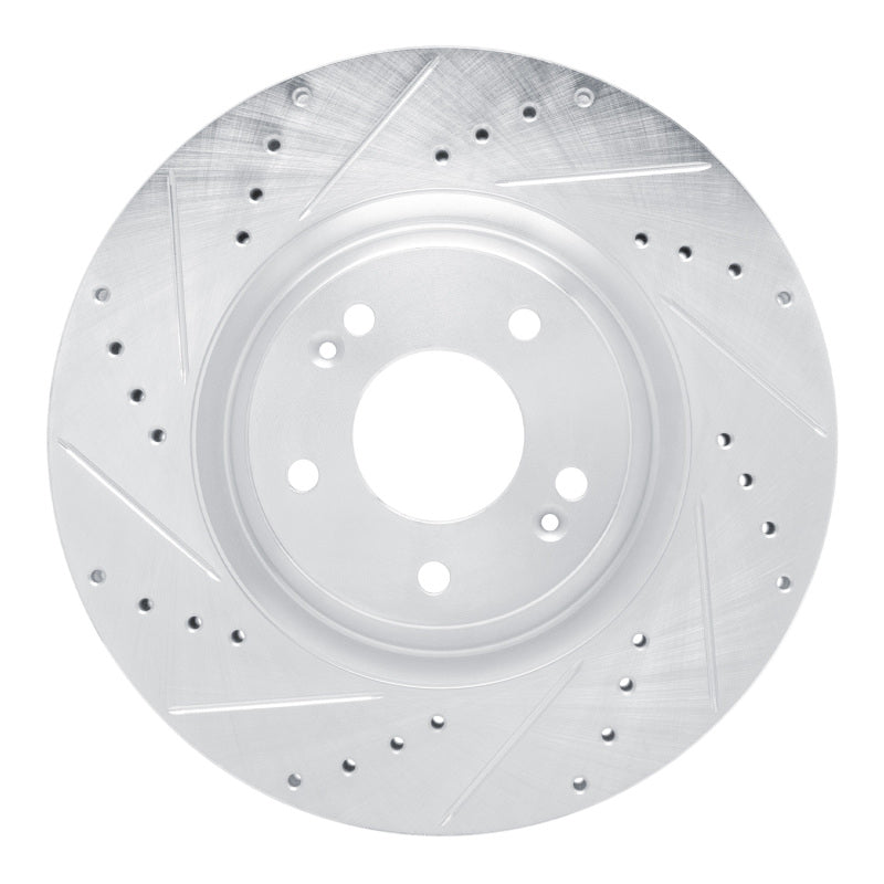 R1 Concepts R1 19-22 Hyundai Veloster N Front Left Drilled & Slotted Silver Brake Rotor