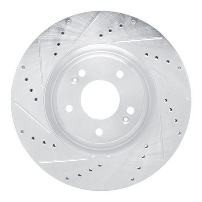 R1 Concepts R1 19-22 Hyundai Veloster N Front Left Drilled & Slotted Silver Brake Rotor