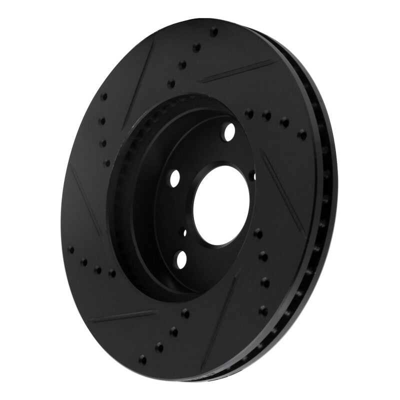 R1 Concepts R1 01-05 Toyota RAV4 Front Right Drilled & Slotted Black Brake Rotor