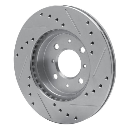 R1 Concepts R1 90-17 Acura EL Front Left Drilled & Slotted Silver Brake Rotor