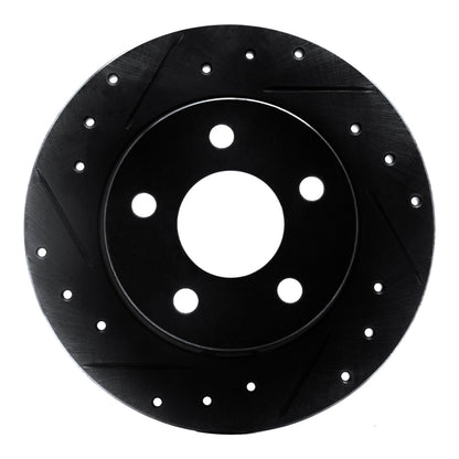 R1 Concepts R1 93-05 Ford Taurus SHO Rear Left Drilled & Slotted Black Brake Rotor
