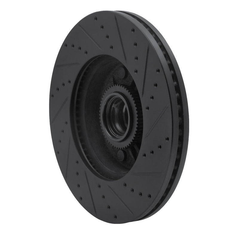 R1 Concepts R1 04-06 Ford E-150 Club Wagon Front Left Drilled & Slotted Black Brake Rotor