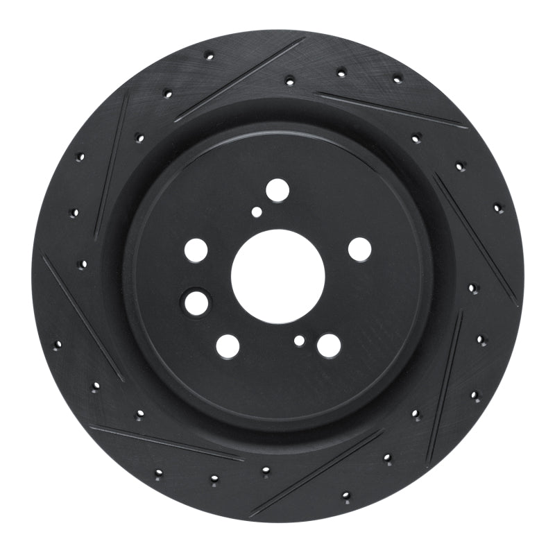 R1 Concepts R1 2020-2025 Lexus RX350 Rear Left Drilled & Slotted Black Brake Rotor