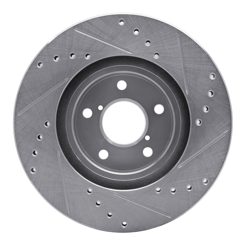 R1 Concepts R1 90-16 Saab 9-2X Front Left Drilled & Slotted Silver Brake Rotor