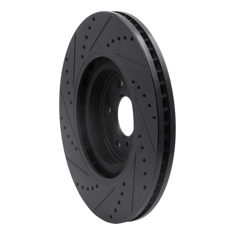 R1 Concepts R1 08-25 Infiniti Q50 Front Right Drilled & Slotted Black Brake Rotor
