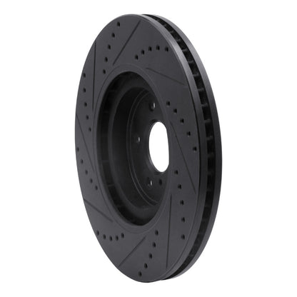 R1 Concepts R1 08-25 Infiniti Q50 Front Right Drilled & Slotted Black Brake Rotor