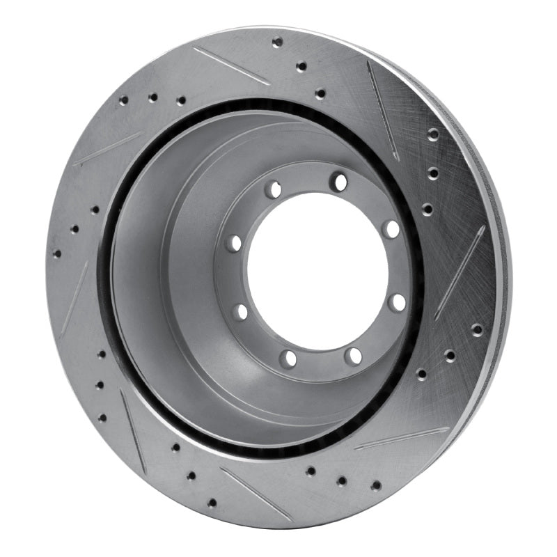 R1 Concepts R1 08-20 Ford E-Super Duty Rear Left Drilled & Slotted Silver Brake Rotor