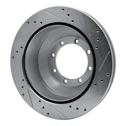 R1 Concepts R1 08-20 Ford E-Super Duty Rear Left Drilled & Slotted Silver Brake Rotor