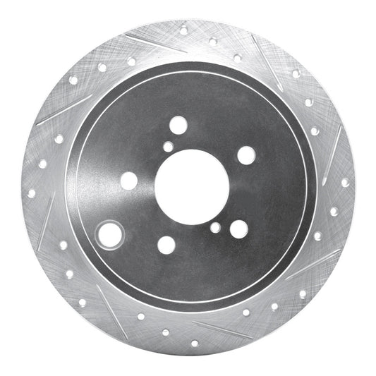 R1 Concepts R1 08-15 Subaru WRX Rear Right Drilled & Slotted Silver Brake Rotor