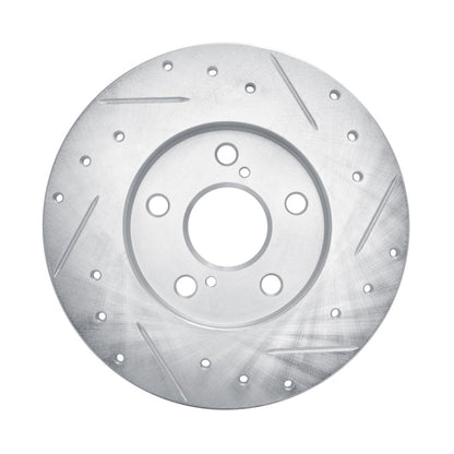 R1 Concepts R1 08-18 Pontiac Vibe Rear Left Drilled & Slotted Silver Brake Rotor