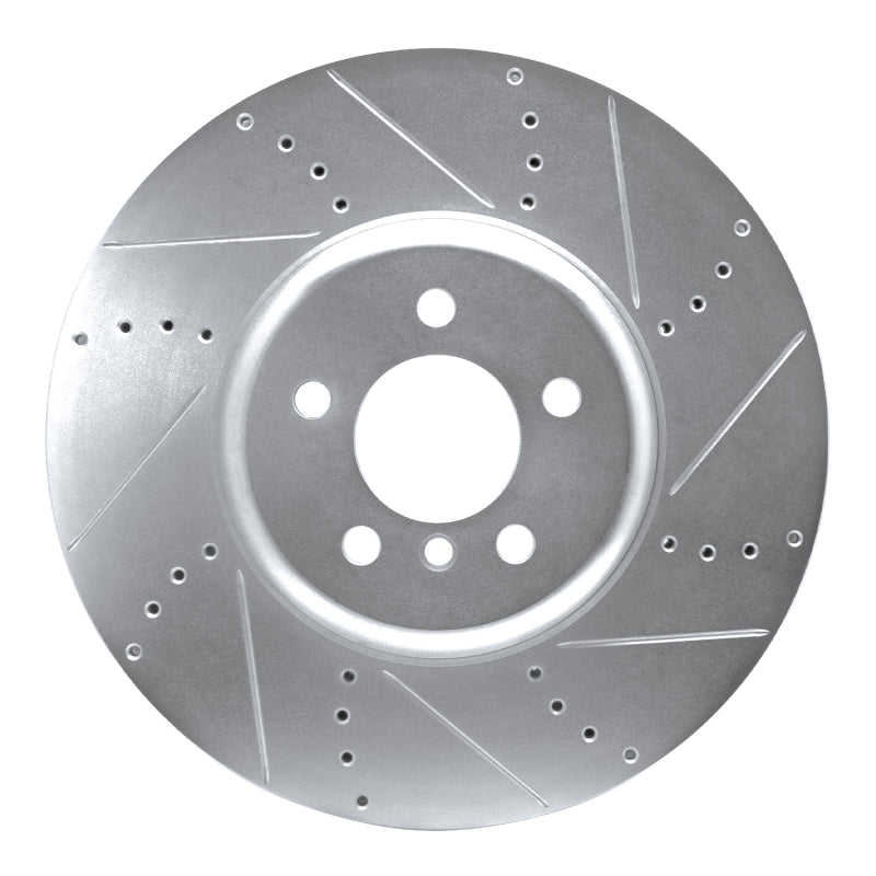 R1 Concepts R1 09-17 BMW 750I Right Front Drilled & Slotted Silver Brake Rotor