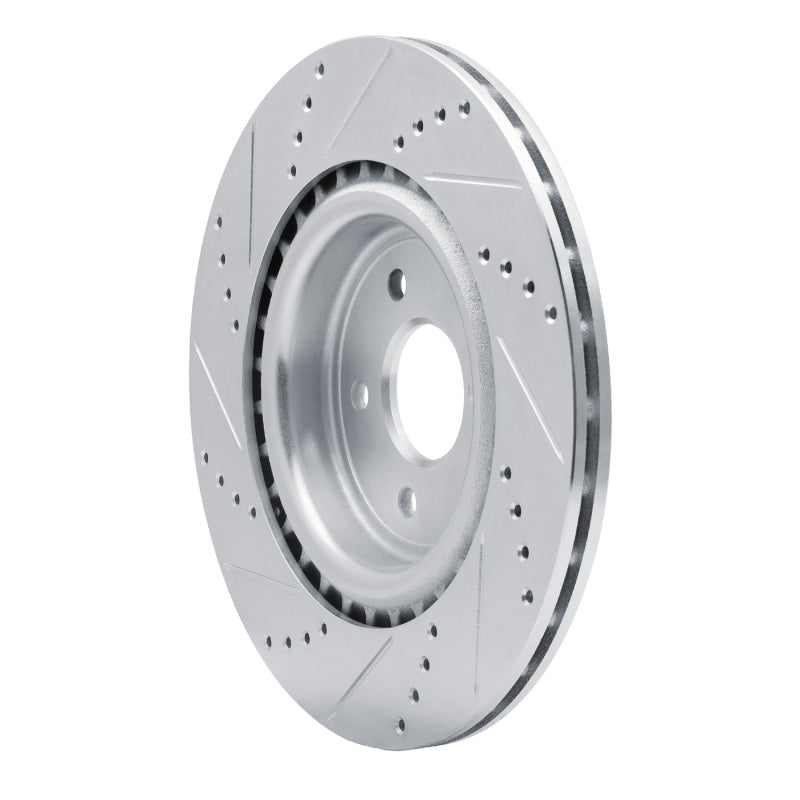 R1 Concepts R1 16-24 Jaguar XF Rear Right Drilled & Slotted Silver Brake Rotor