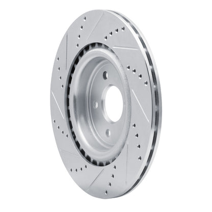 R1 Concepts R1 16-24 Jaguar XF Rear Right Drilled & Slotted Silver Brake Rotor