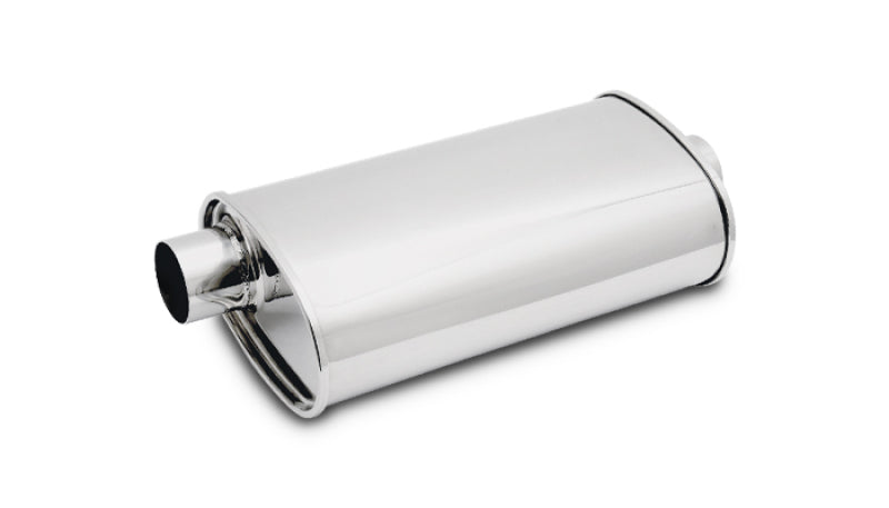 Vibrant StreetPower Oval Muffler - 2in Inlet/Dual Outlet (Center In - Offset Out)