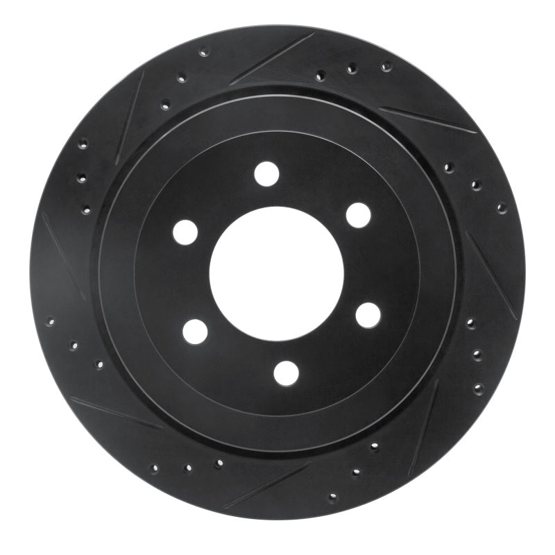 R1 Concepts R1 07-17 Ford Expedition Rear Left Drilled & Slotted Black Brake Rotor