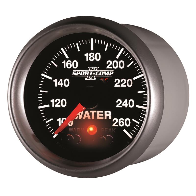 Autometer Sport-Comp II 52.4mm 100-260 Deg F Water Temp Peak & Warn w/ Electronic Control Gauge
