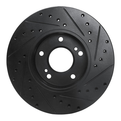 R1 Concepts R1 87-89 Nissan 300ZX Turbo Front Left Drilled & Slotted Black Brake Rotor
