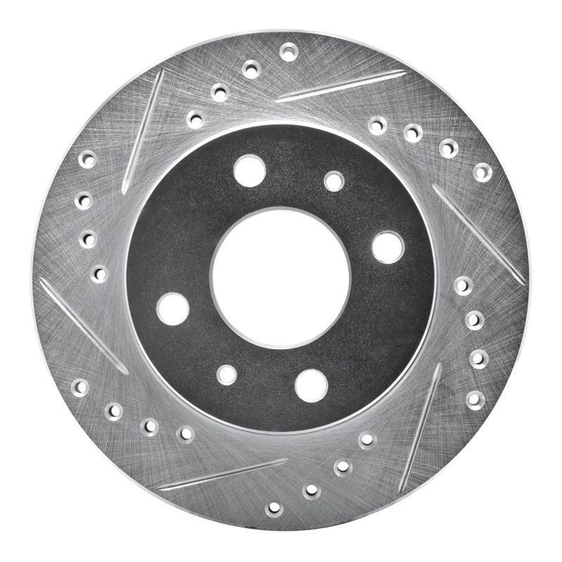 R1 Concepts R1 95-00 Nissan Lucino (Mexico) Front Left Drilled & Slotted Silver Brake Rotor
