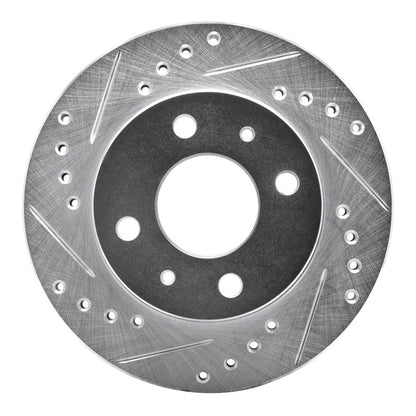 R1 Concepts R1 95-00 Nissan Lucino (Mexico) Front Left Drilled & Slotted Silver Brake Rotor