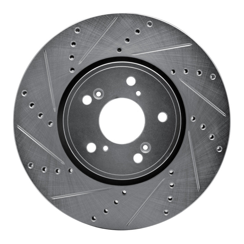 R1 Concepts R1 14-20 Acura TLX Front Left Drilled & Slotted Silver Brake Rotor
